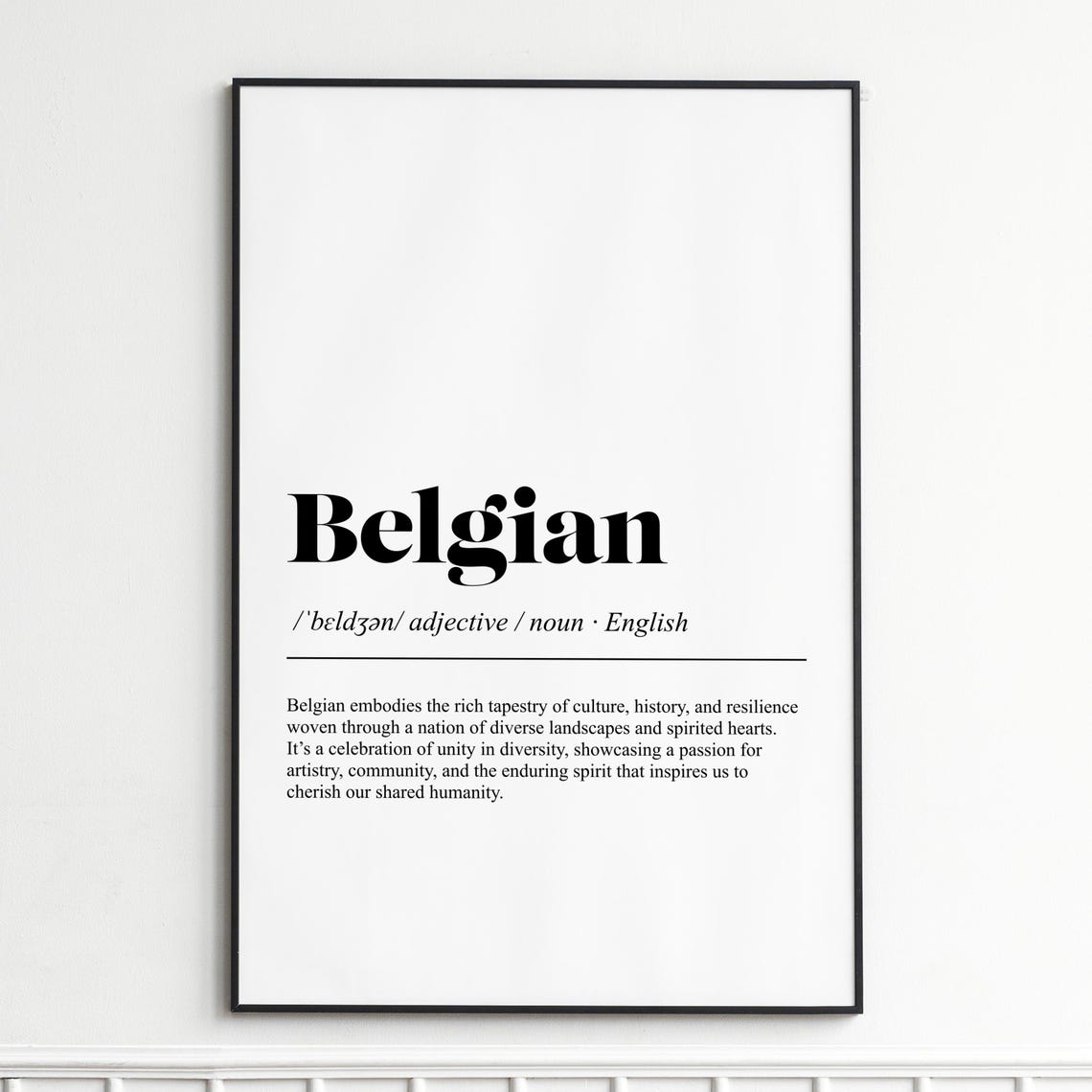 Belgian Definition Heritage Typography Black Serif Dictionary Poster