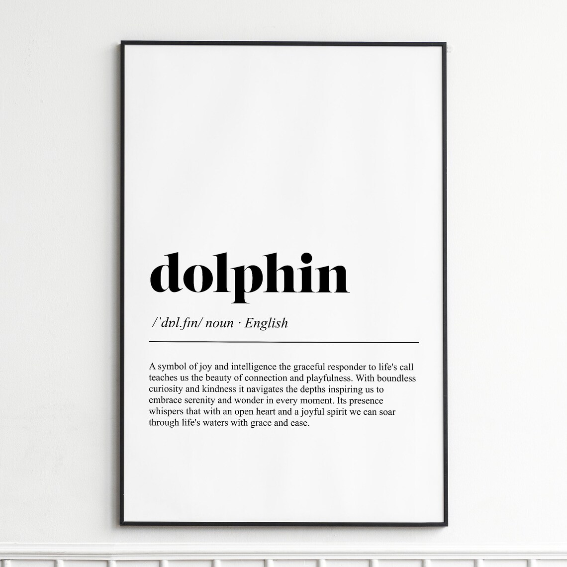 Dolphin Definition Print Inspirational Dictionary Wall Art Modern Typography Poster Home Decor
