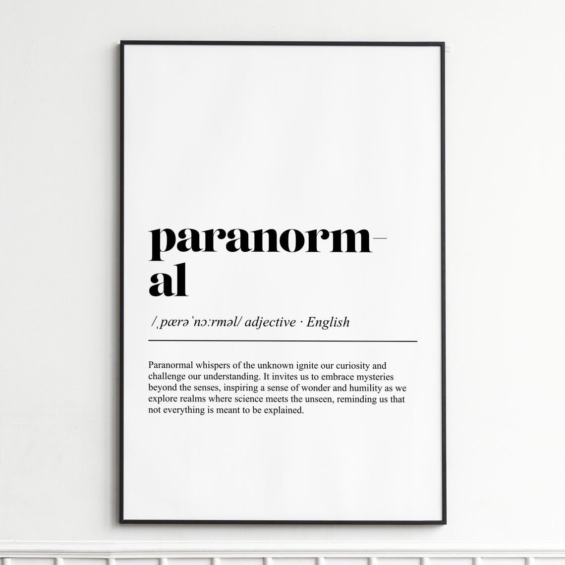 Paranormal Dictionary Definition Gothic Typography Mystery Wall Poster