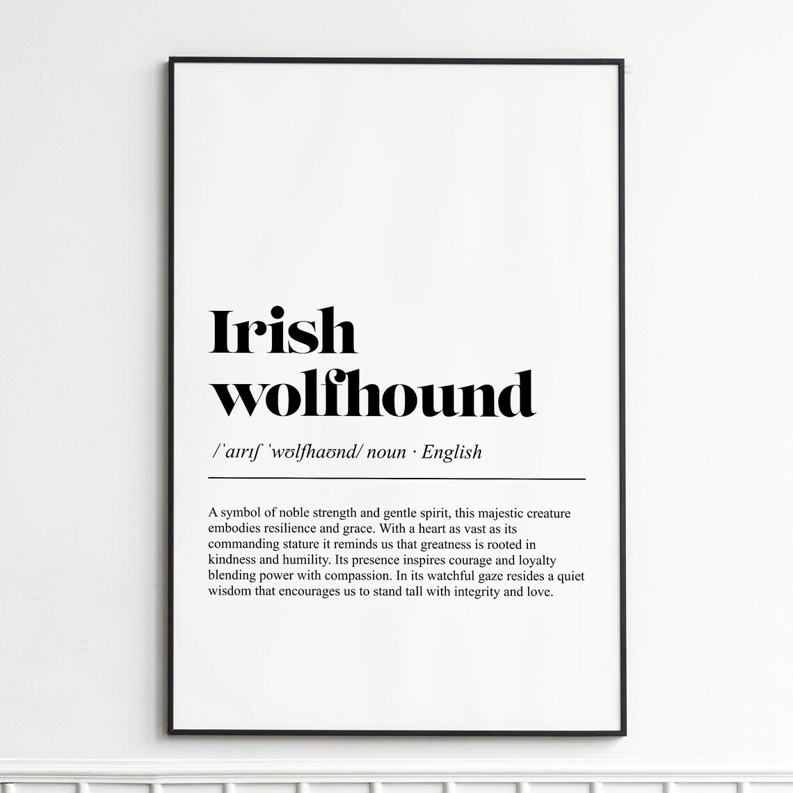 Irish Wolfhound Definition Majestic Dog Breed Typography Poster