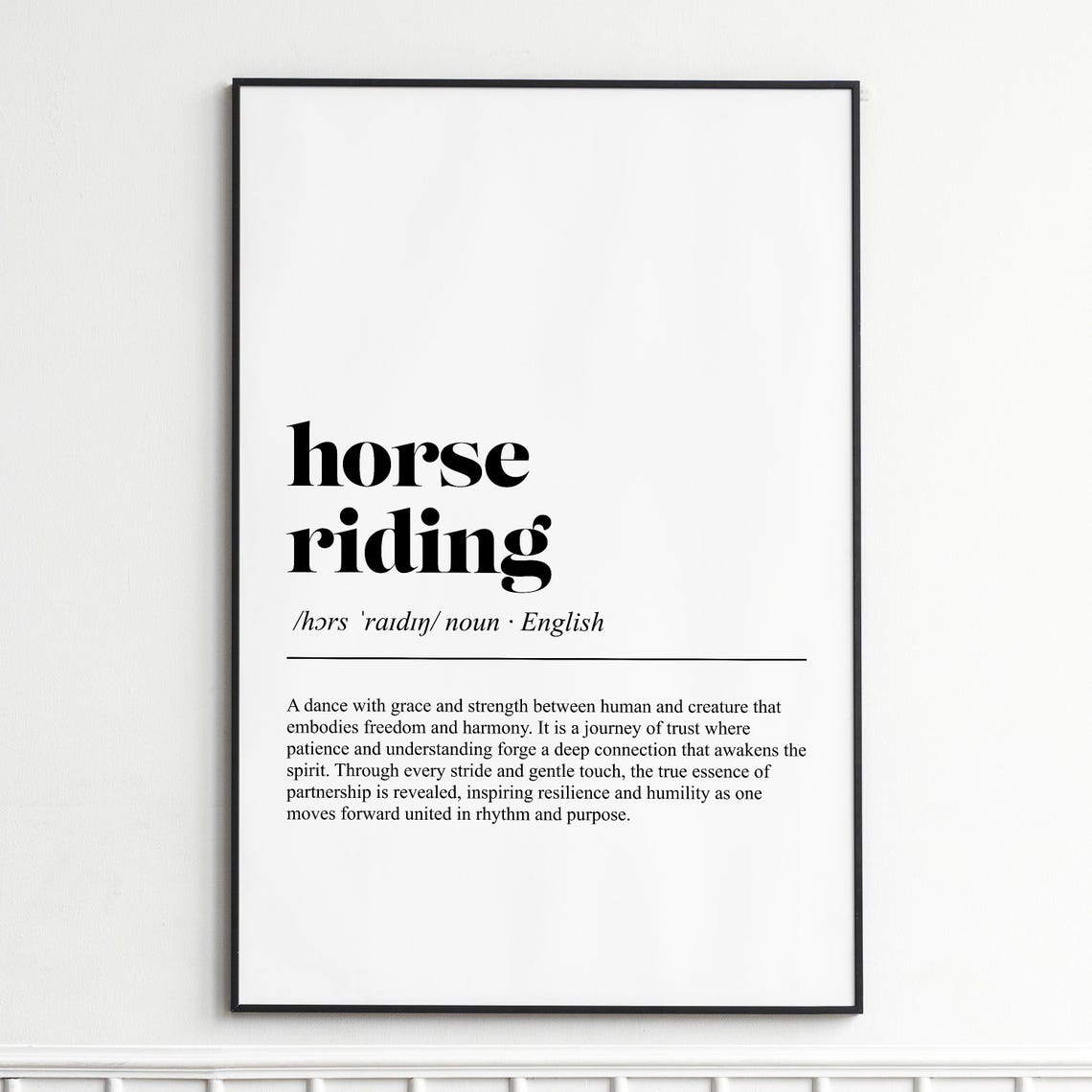 Horse Riding Inspirational Dictionary Definition Typography Poster