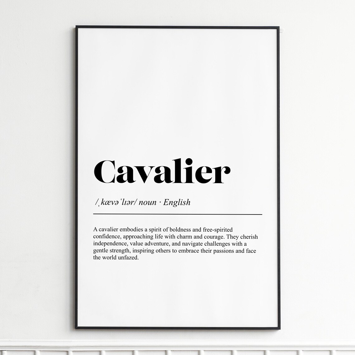 Cavalier Definition Inspirational Word Art Typography Poster
