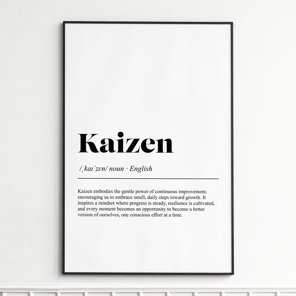 Kaizen Definition Print Inspirational Dictionary Wall Art Modern Minimalist Typography Poster Decor For Office And Home