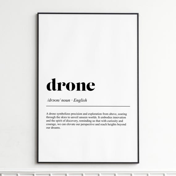 Drone Definition Print Inspirational Typography Wall Art Modern Dictionary Poster Home Decor