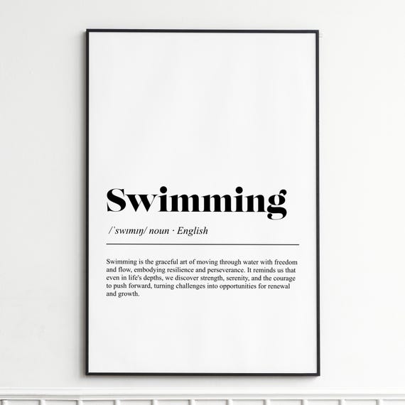 Swimming Definition Print Inspirational Dictionary Wall Art Modern Typography Poster Home Decor