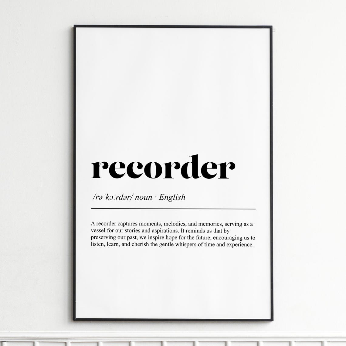 Recorder Memories Melodies Definition Typography Dictionary Poster