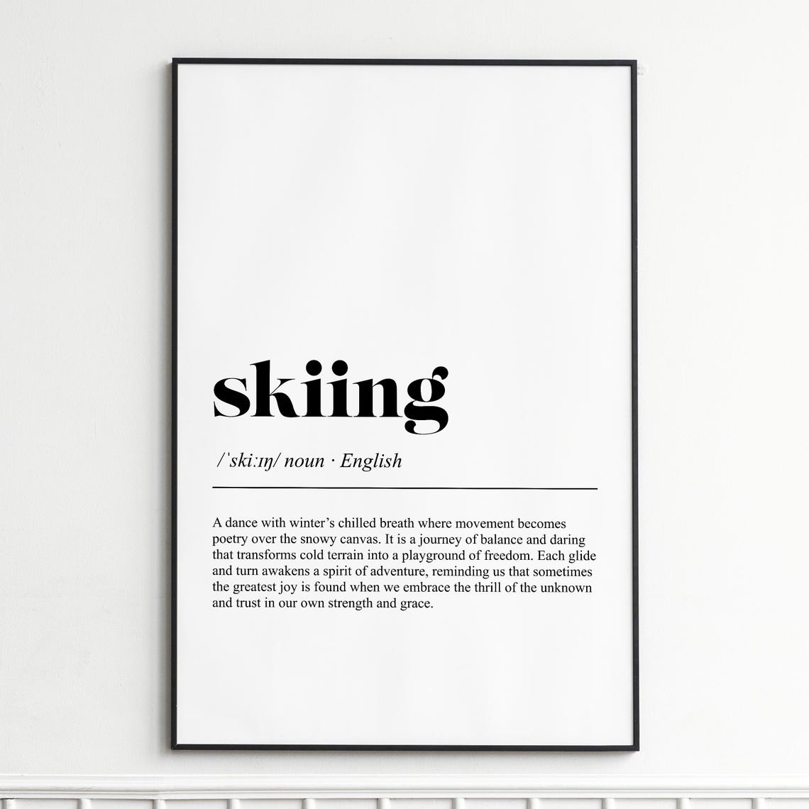 Skiing Dictionary Definition Typography Winter Sports Poster
