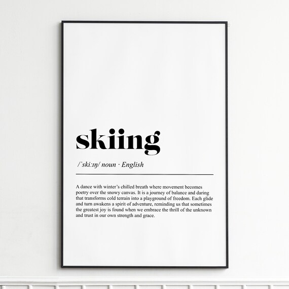 Skiing Dictionary Definition Typography Winter Sports Poster