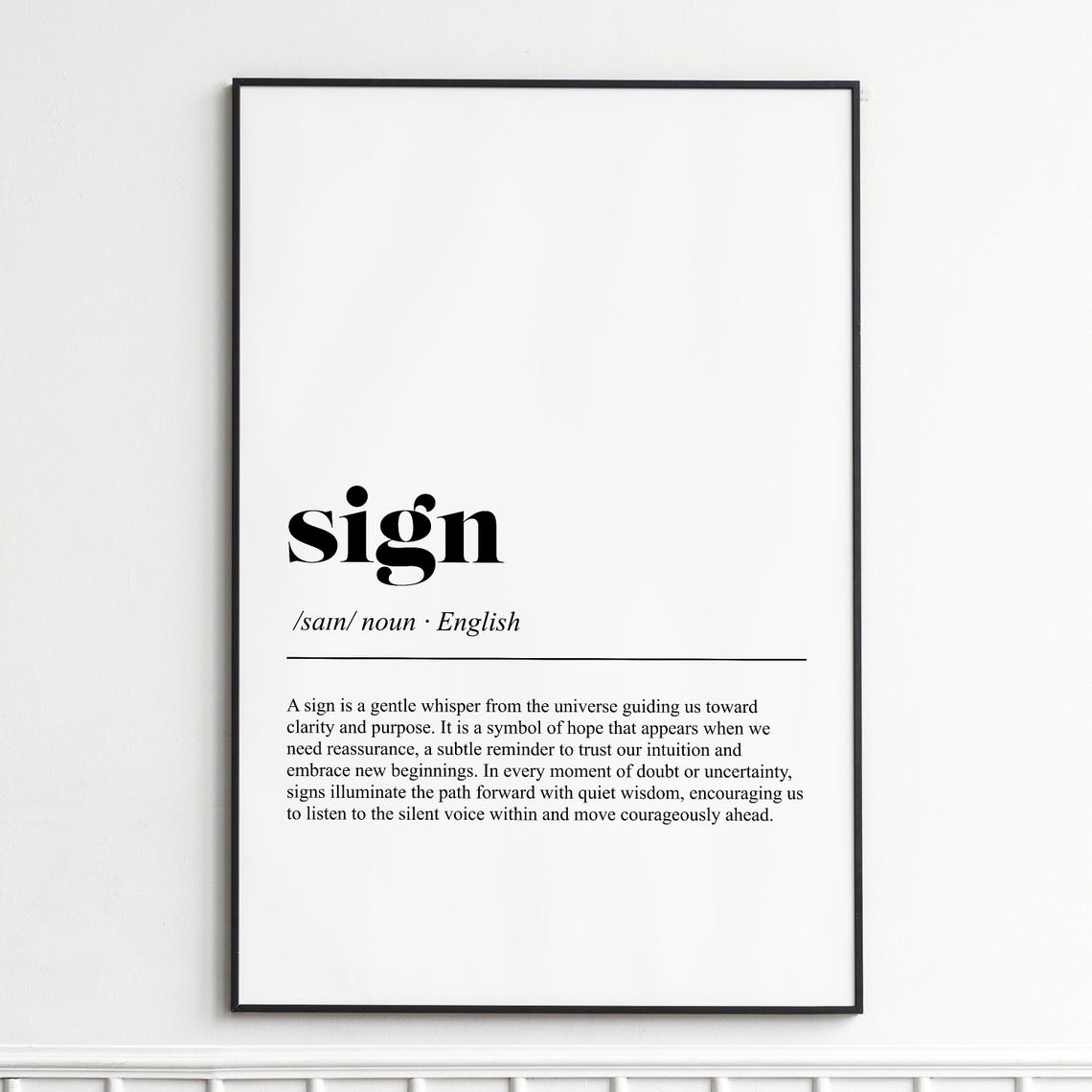 Sign Definition Poster Dictionary Typography Minimalist Wall Decor