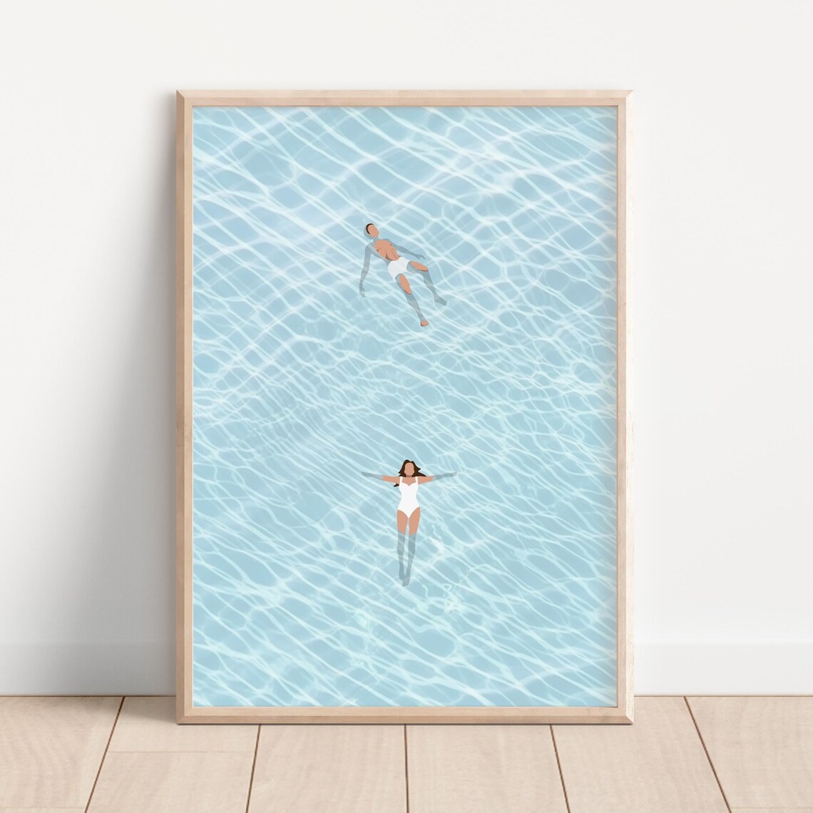People At Pool Retro Swimming Pool Poster