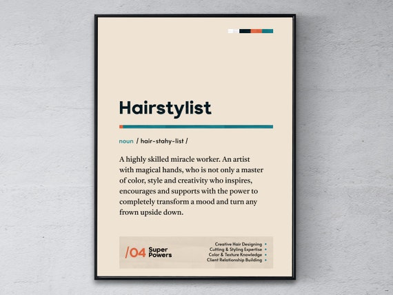 Hairstylist Definition Poster Hairdresser Coworker Wall Art Coiffeur Graduation Print Funny Modern Office Gift