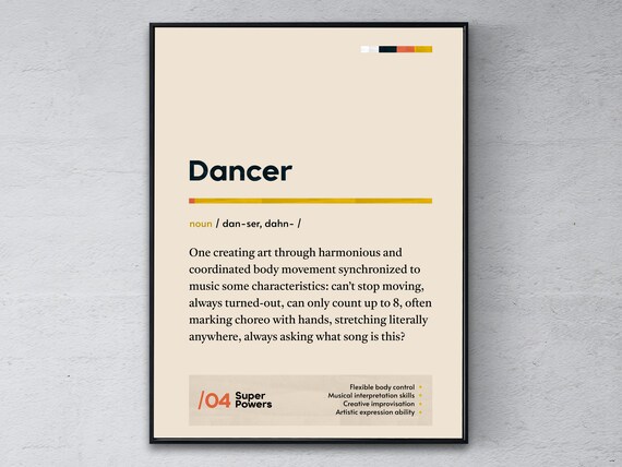 Dancer Definition Dance Studio Gift Funny Definition Wall Art