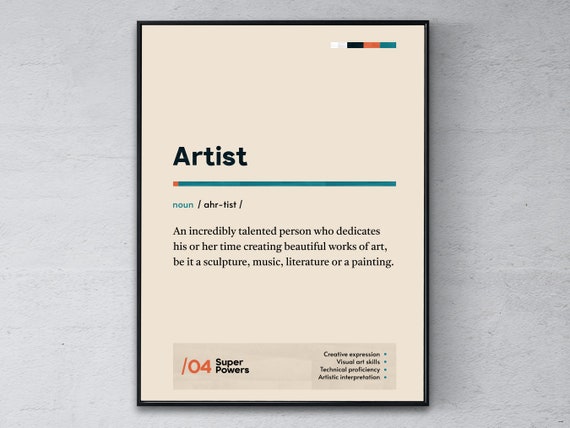 Artist Definition Poster Funny Modern Office Gift Painter Graduation Print Creator Coworker Wall Art
