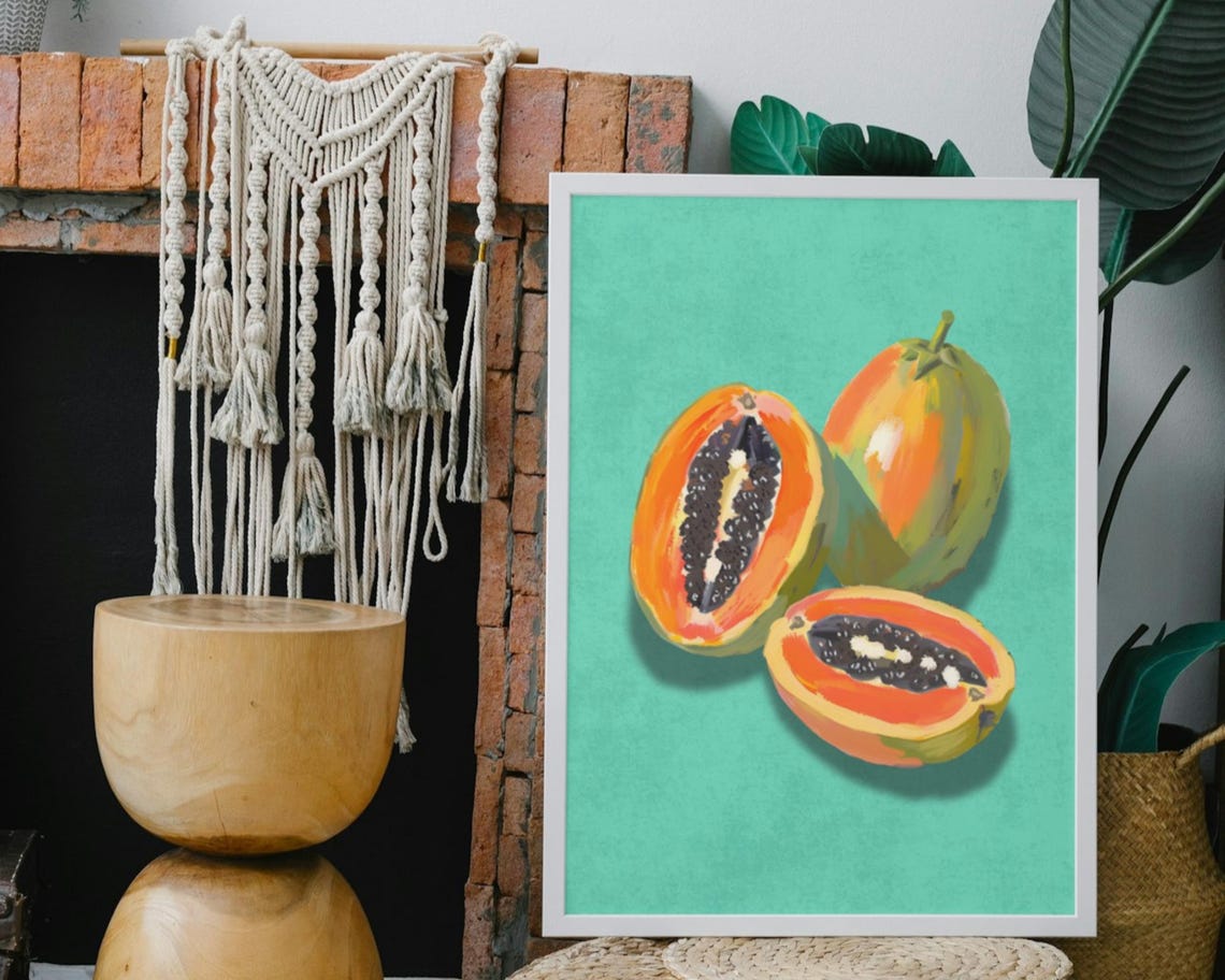 Papaya Watercolour Art Print, Kitchen Decor - Image 2