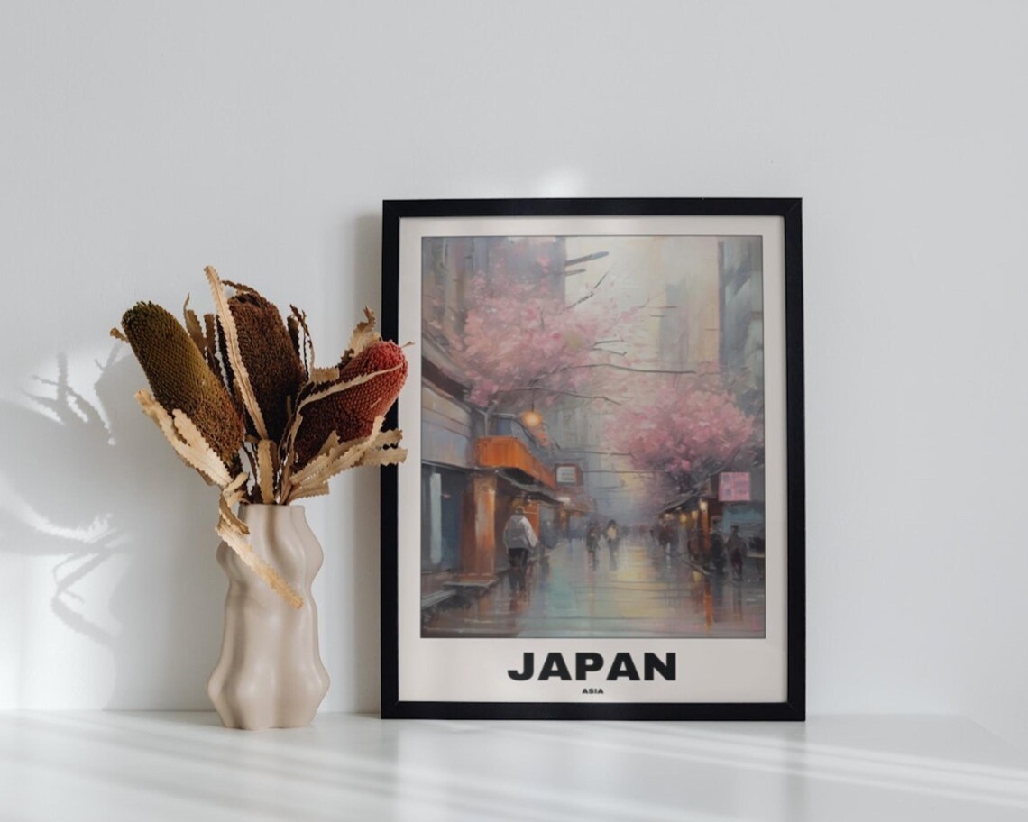 Japan Travel Poster, Scenic City Painting - Image 2