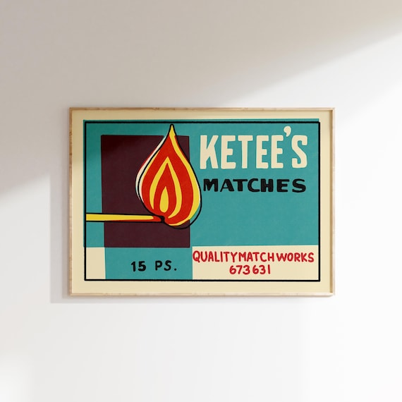 Retro Indian Matchbox Poster Fire Vintage Matchbox Poster Colorful Art Poster Vintage India Art Maximalist Wall Art Matchbox Art