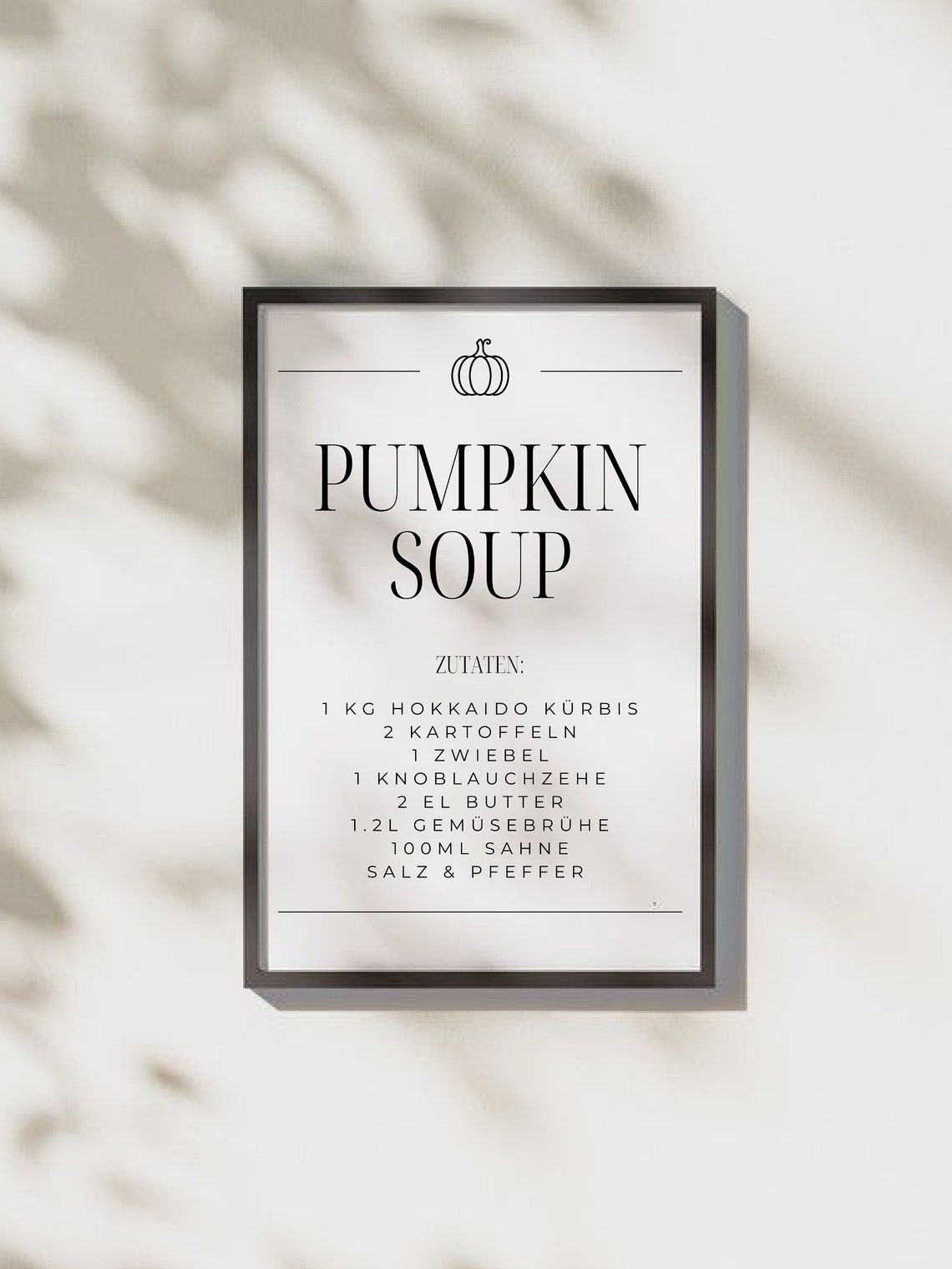 Pumpkin Soup German Recipe Ingredients Autumn Kitchen Wall Art - Image 2