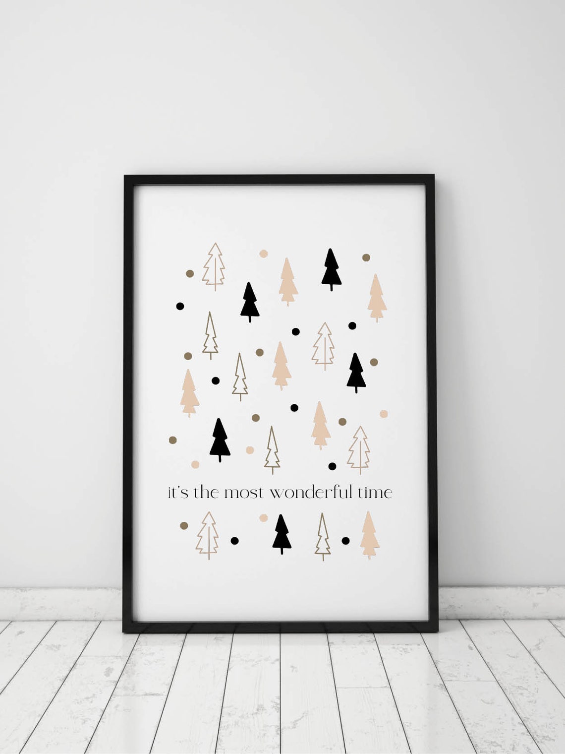 Minimalist It's the Most Wonderful Time Christmas Tree Pattern Poster - Image 2