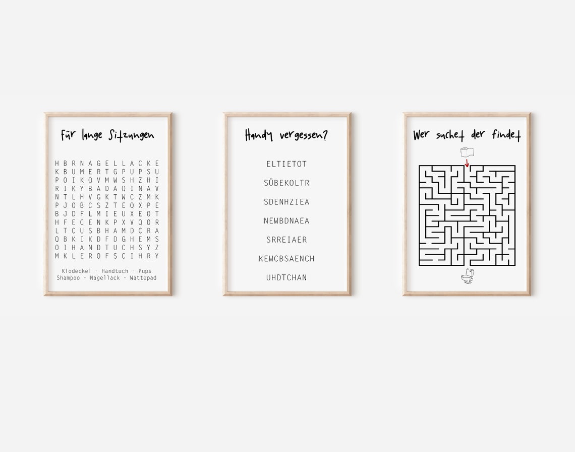 German Word Search Bathroom Puzzle Funny Toilet Humor Poster - Image 4