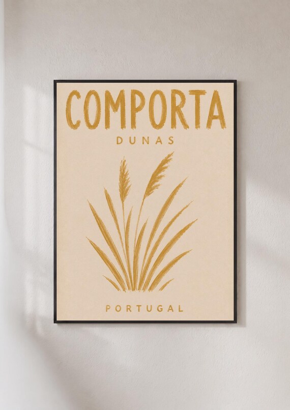 Comporta Dunas Portugal Beach Grass Golden Coastal Travel Poster