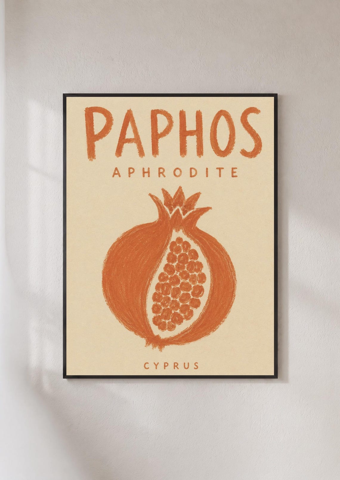 Paphos Cyprus Terracotta Pomegranate Retro Aphrodite Art Poster