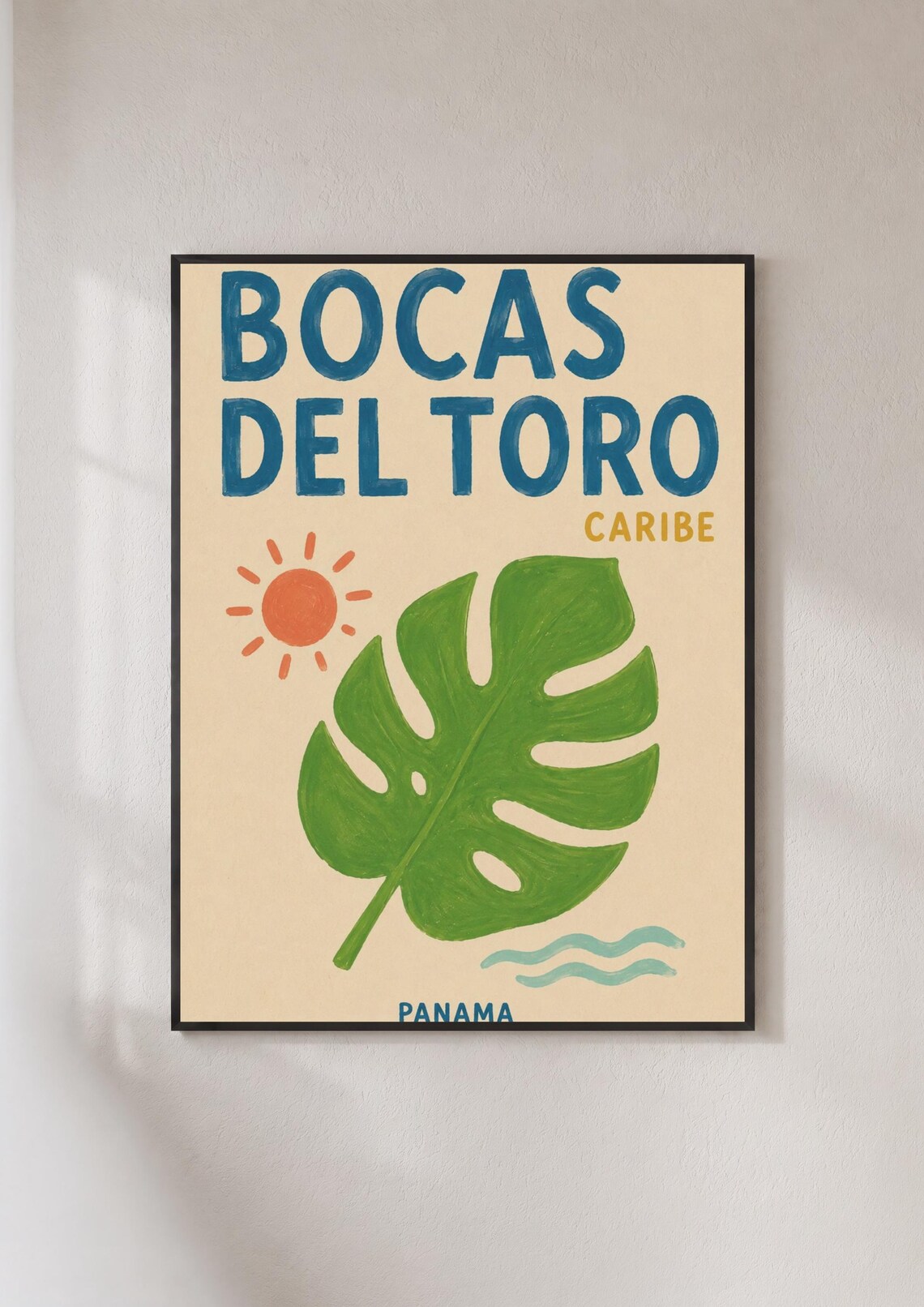 Bocas Del Toro Panama Travel Poster, Tropical Monstera