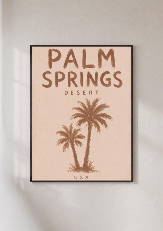 Palm Springs Desert Poster California Travel Wall Art Retro Tree Print Usa