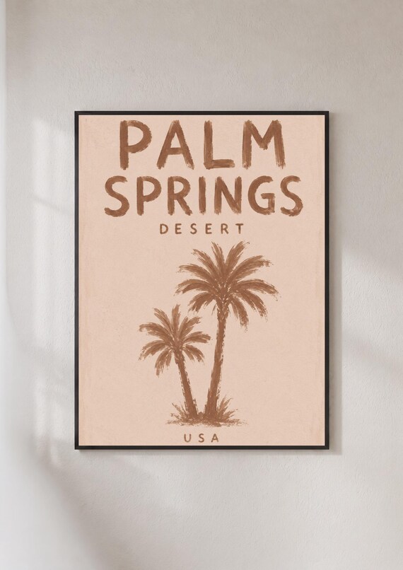 Palm Springs Desert USA Twin Palms Travel Retro Blush Decor Poster