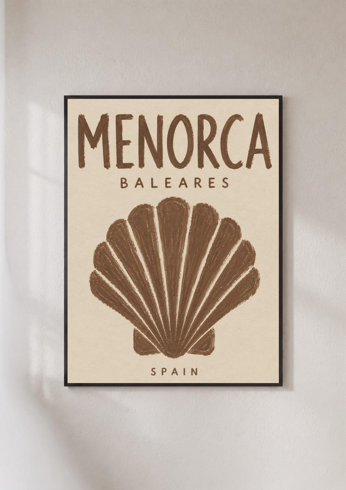 Menorca Baleares Spain Scallop Shell Seaside Retro Travel Poster