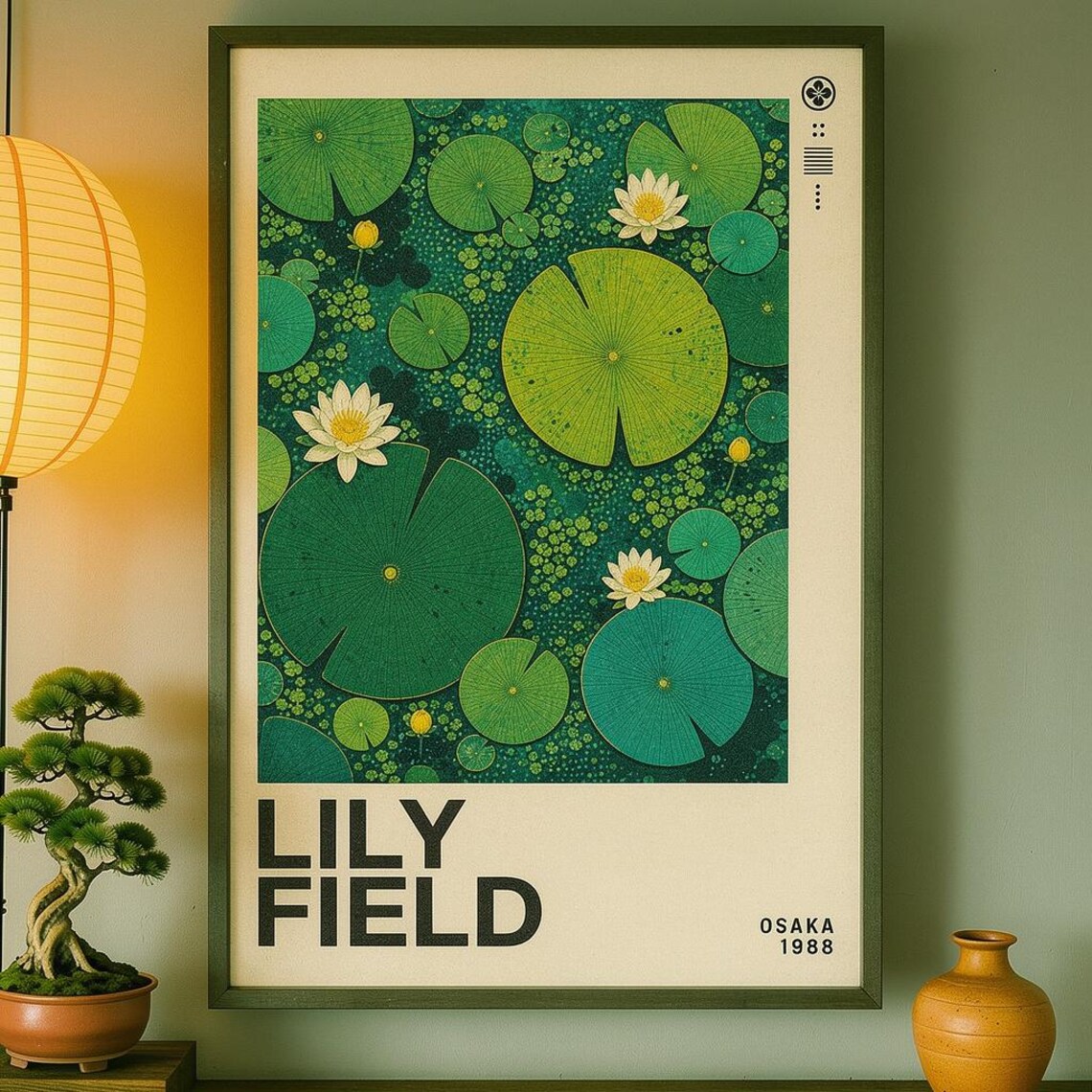 Lily Field Water Lilies Pond Osaka 1988 Vintage Botanical Art Print