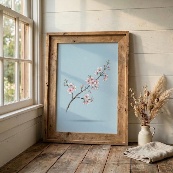 Cherry Blossom Branch Botanical Poster Sakura Floral Wall Decor