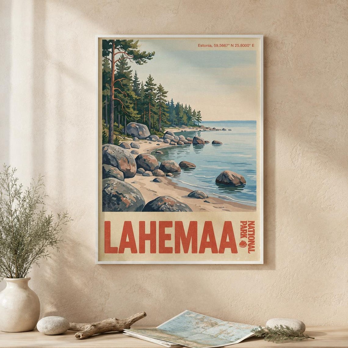 Lahemaa National Park Estonia Rocky Coast Vintage Travel Poster