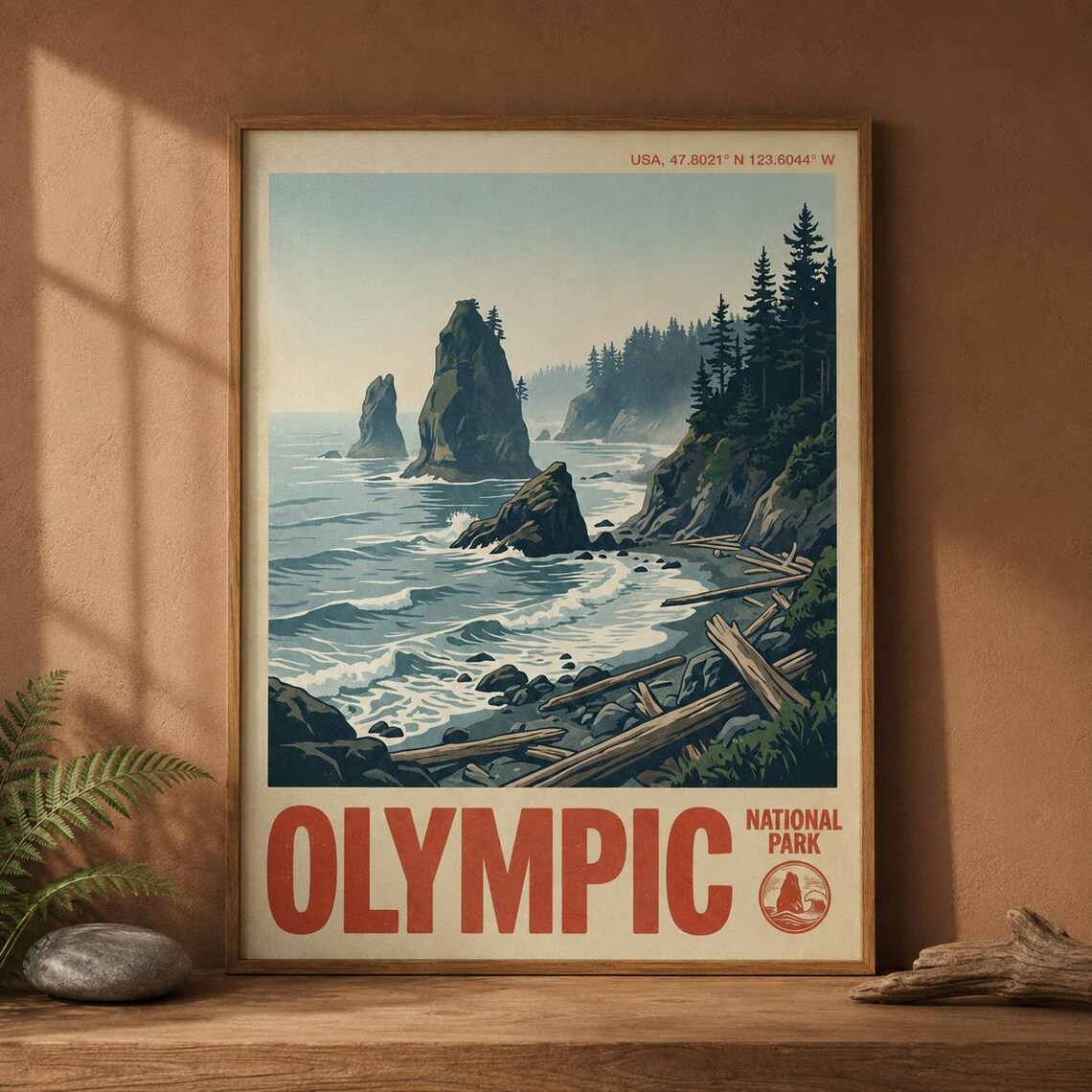 Olympic National Park Vintage Travel Poster Art Print