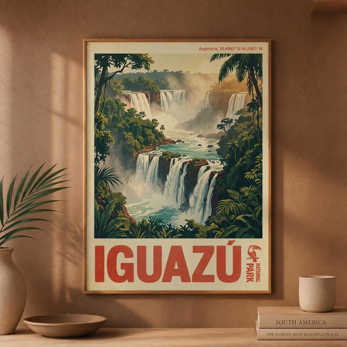 Iguazu Falls Argentina Jungle Waterfall Vintage National Park Poster