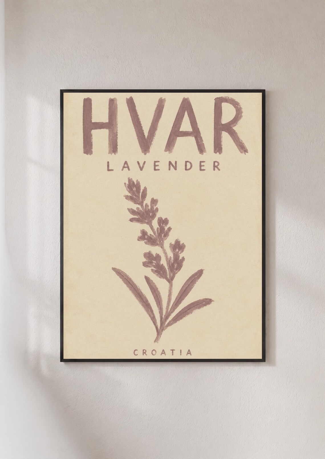 Hvar Lavender Croatia Travel Poster Vintage Botanical Floral Art