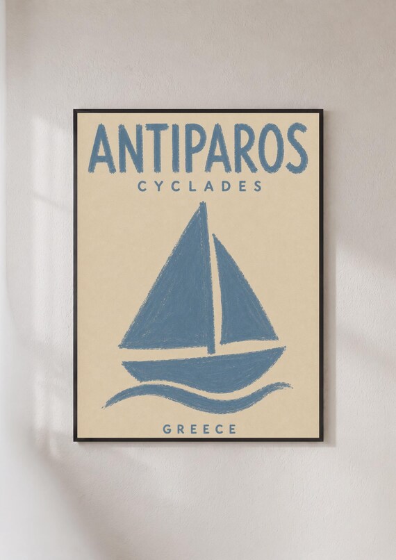 Antiparos Greece Retro Travel Poster