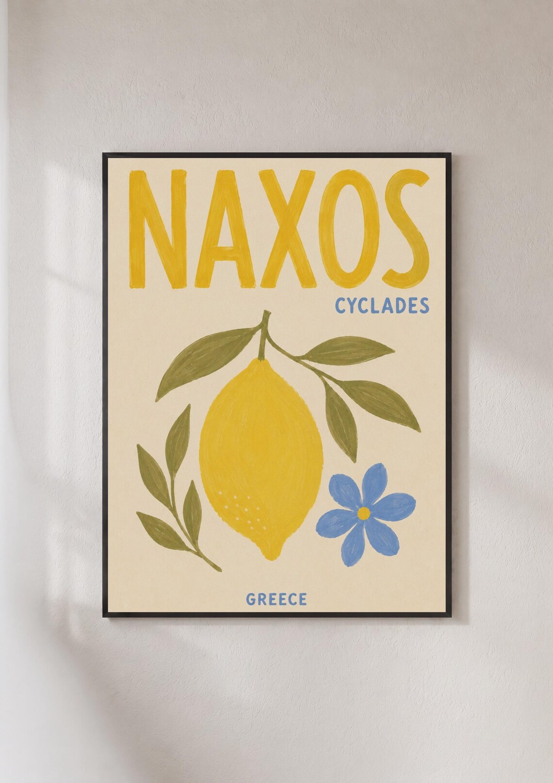 Naxos Greece Travel Poster, Mediterranean Kitchen Art Print