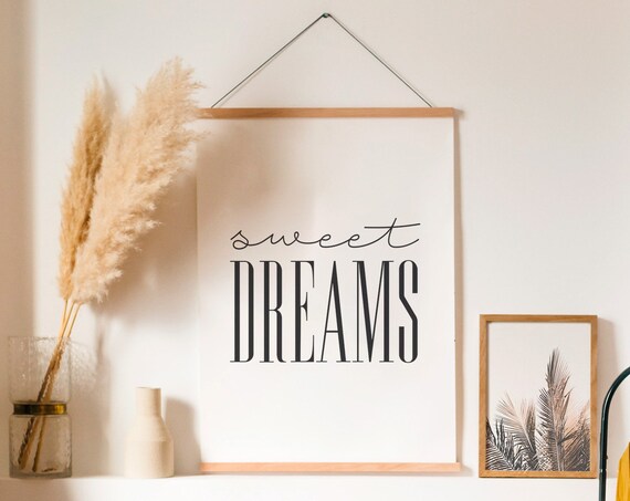 Sweet Dreams Minimalist Calligraphy Bedroom Nursery Decor Poster