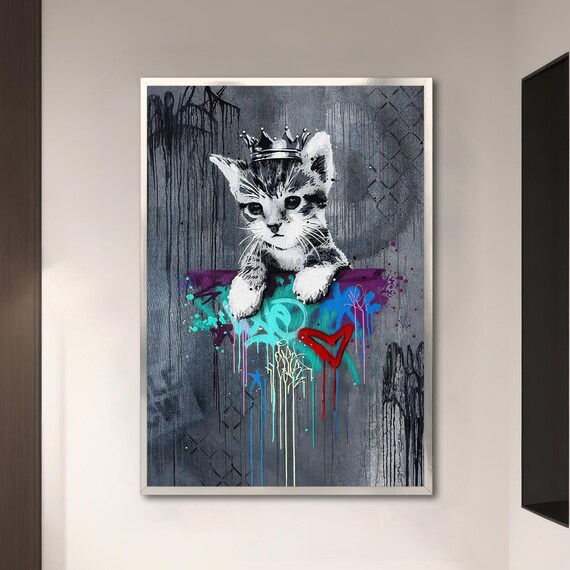Lovely Cat Portrait, Nature Dry Tree Majestic Art Print