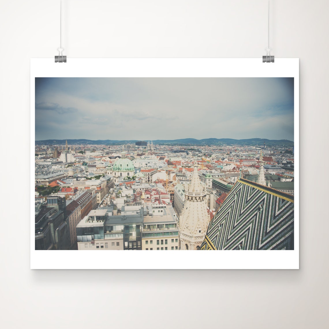 Vienna City Panorama From St Stephens Cathedral Rooftop Travel Poster