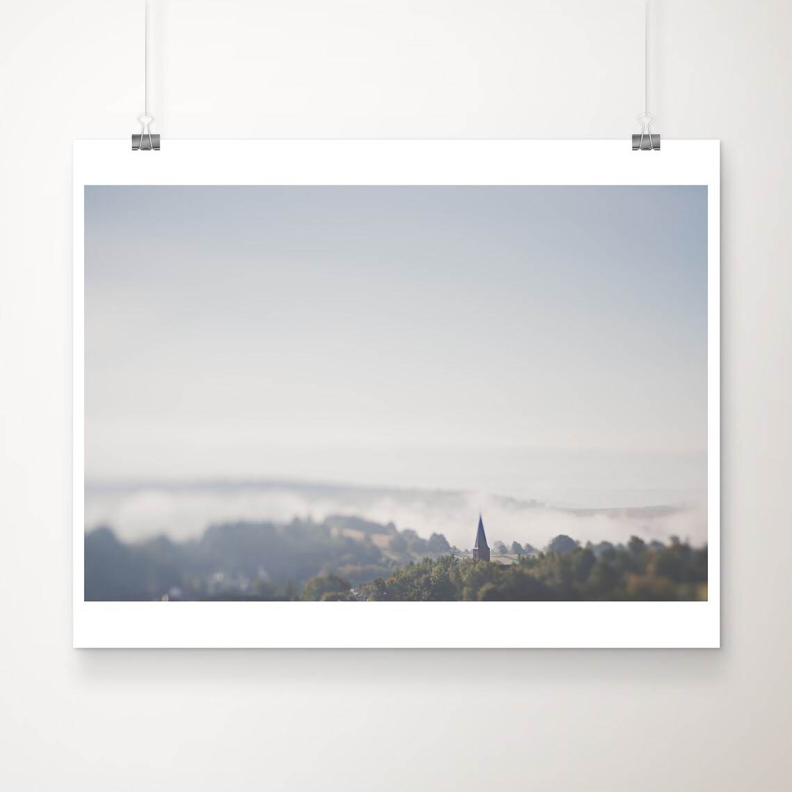 Rhineland Church Spire Above Misty Forest Germany Photo Poster