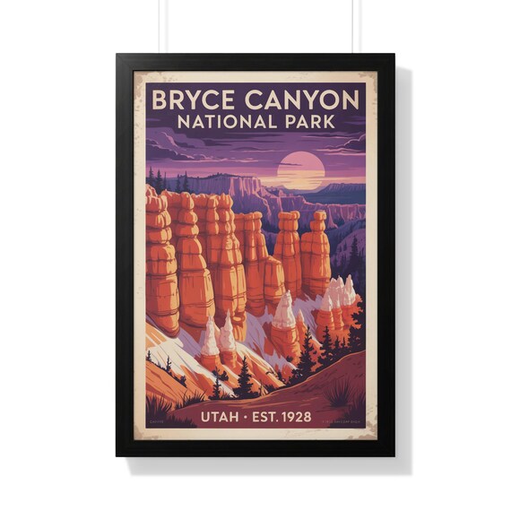 Bryce Canyon National Park Utah Retro Travel Poster Hoodoos Sunset Art