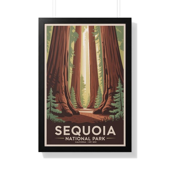 Sequoia National Park Giant Redwoods California Retro Poster