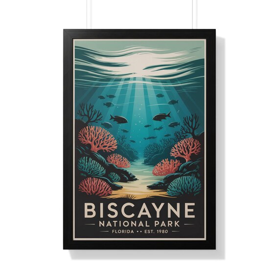 Biscayne National Park Florida Underwater Coral Reef Art Poster