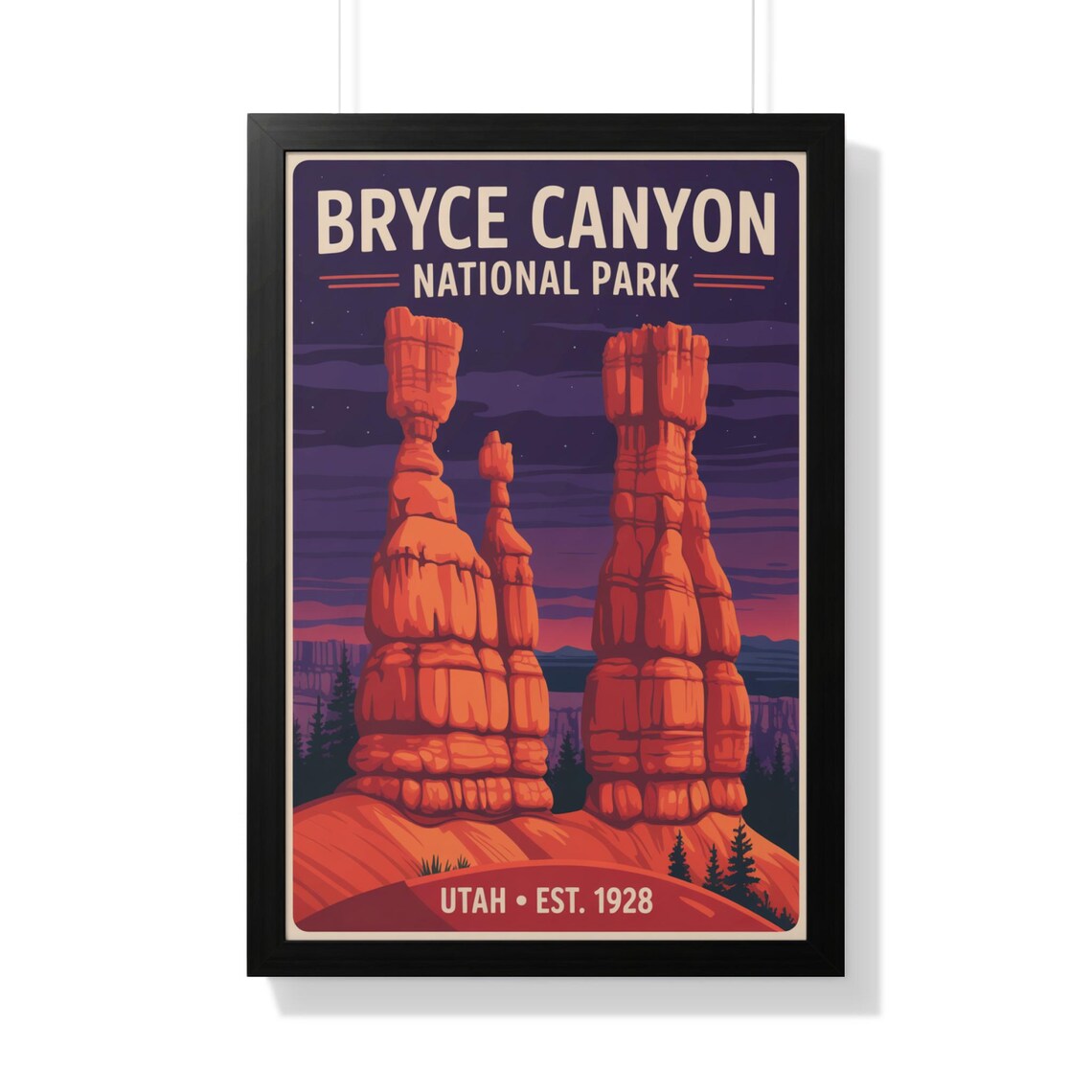 Bryce Canyon National Park Utah Red Hoodoos Dusk Vintage Poster