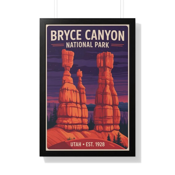 Bryce Canyon National Park Utah Red Hoodoos Dusk Vintage Poster