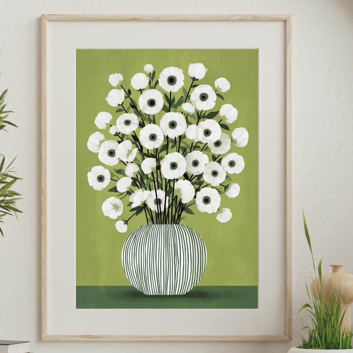 Abstract Flower Print, Mid-Century Floral Wall Art
