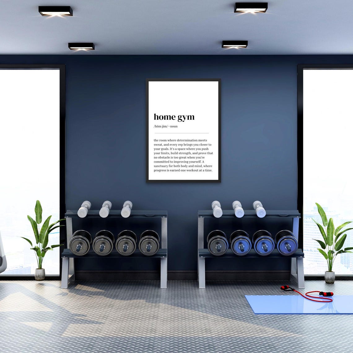 Home Gym Definition Motivational Workout Determination Quote Poster - Image 2
