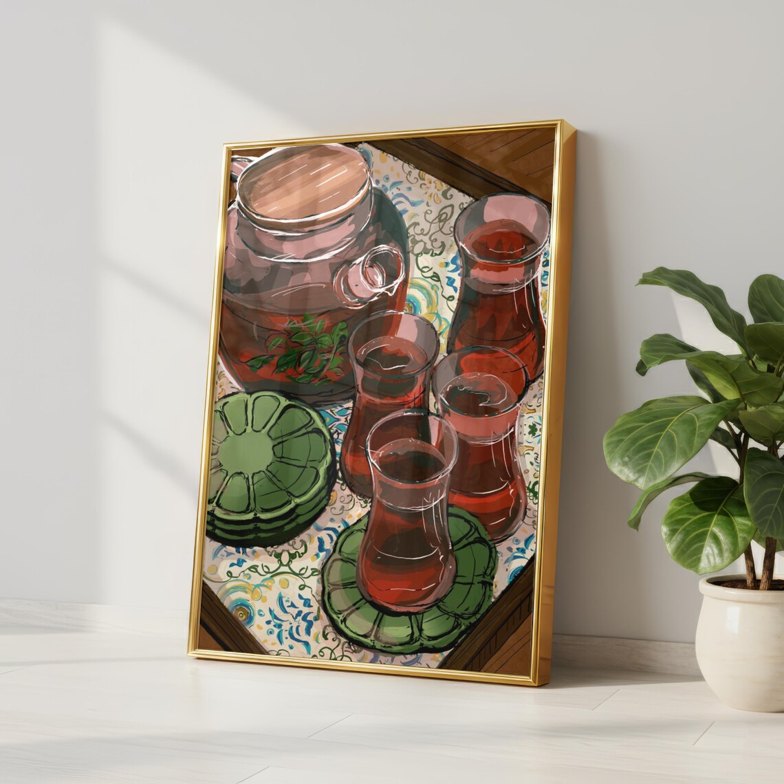 Arabic Tea Tray Wall Art Printable Cozy Kitchen Dcor Moroccan Corner Print Middle Eastern Home Boho Aesthetic Digital Download