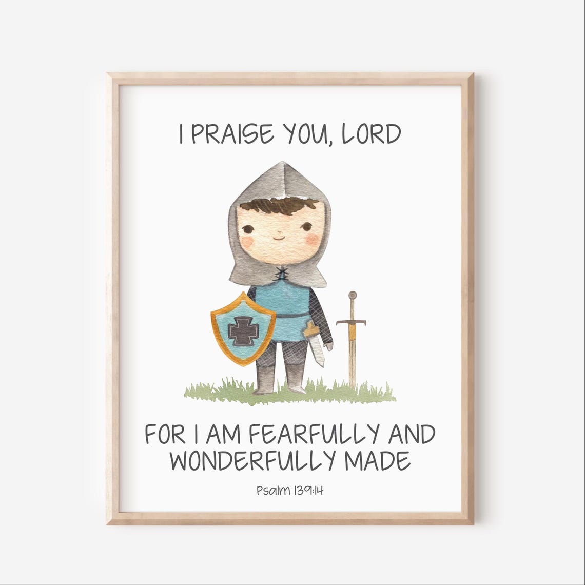 Fearfully And Wonderfully Made Knight Boy Nursery Art Poster